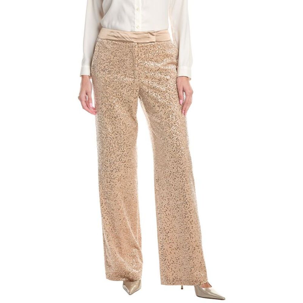 Peserico Womens  Velvet Sequin Silk-Blend Pant, Brown